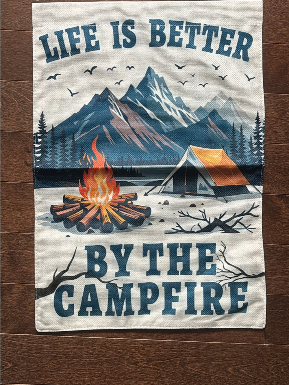 Life Is Better By The Campfire Canvas Wall Hanging - Blue & Orange